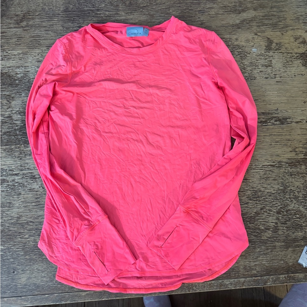 Athleta Bright Coral Long Sleeve Tee - Picture 2 of 7